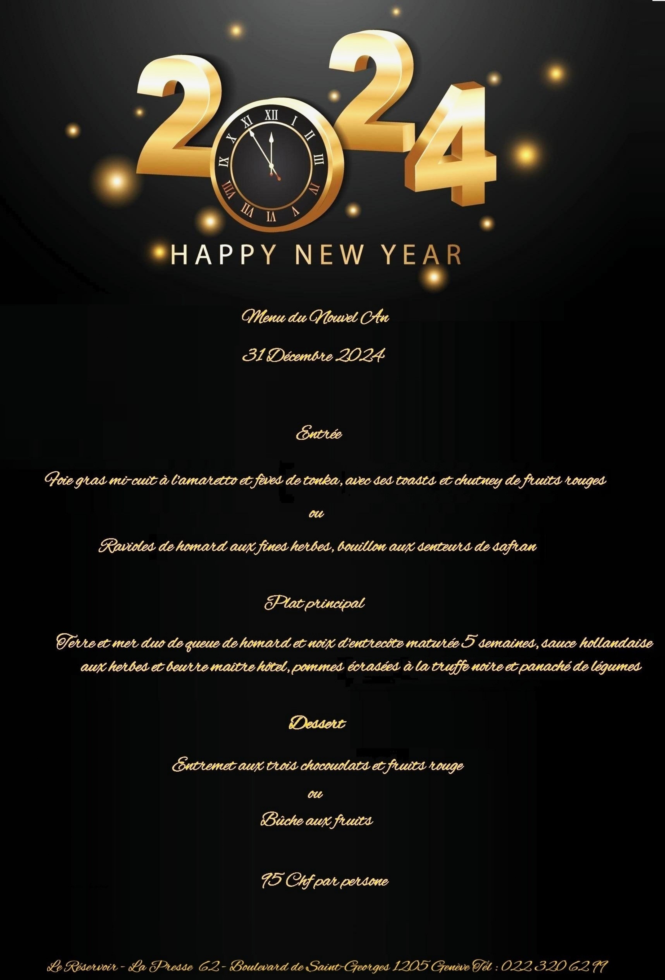 Menu du Nouvel An 2024